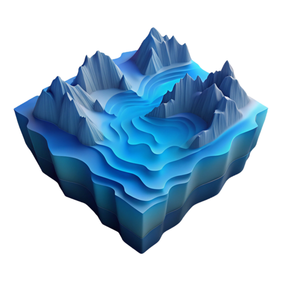 elegant artistic Abstract Fjord Cutout Tranquil Blue Waters exclusive png