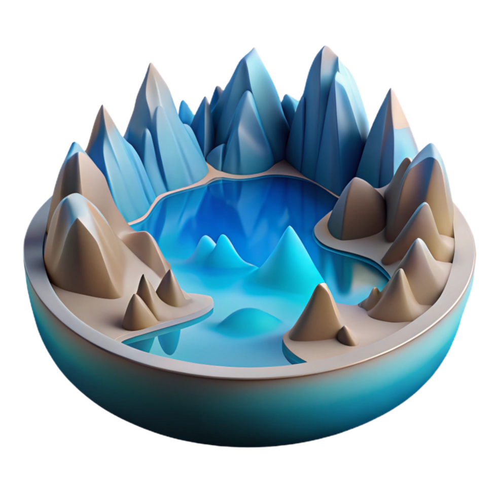 serene minimalist Abstract Fjord Cutout Tranquil Blue Waters high quality png