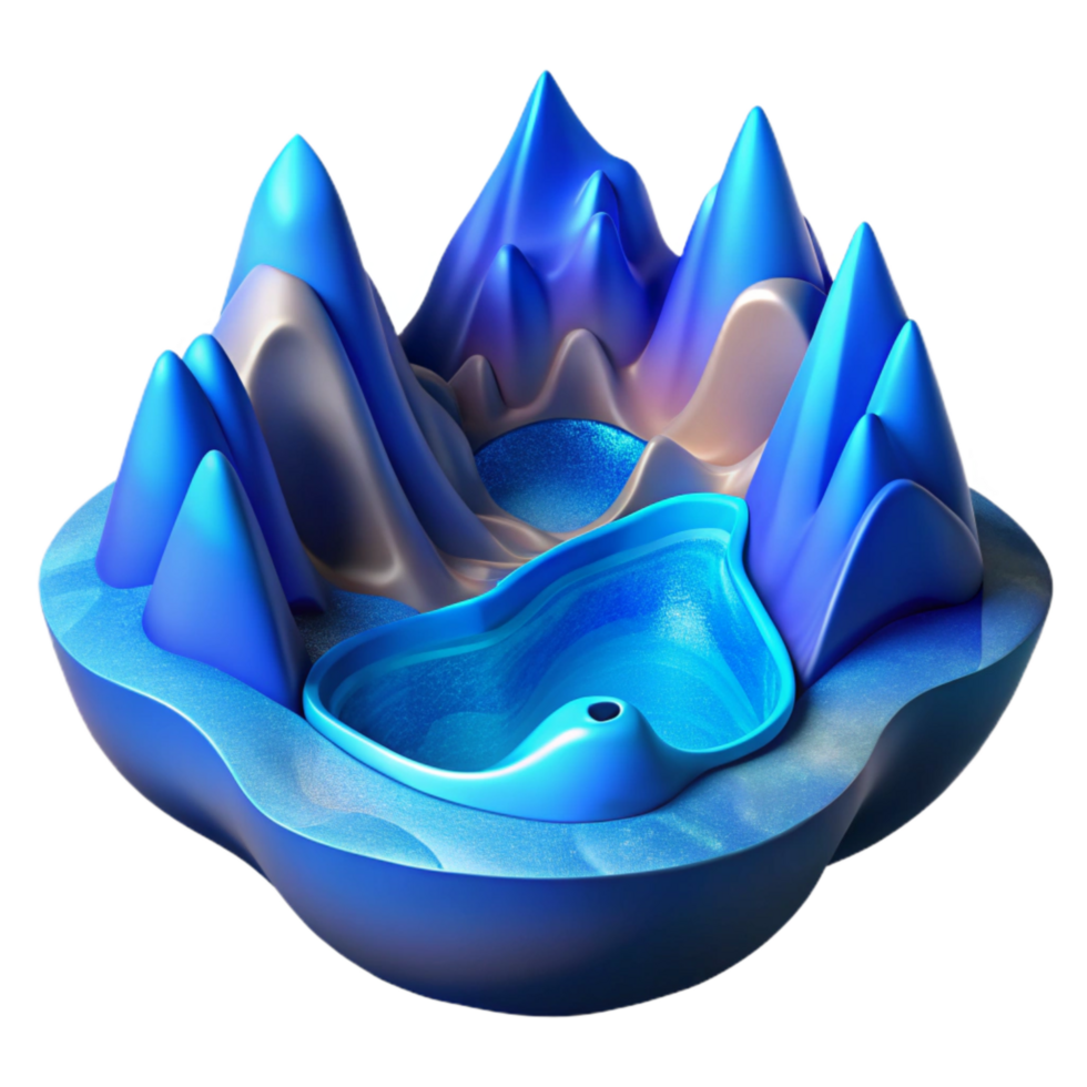 dramatic rustic Abstract Fjord Transparent Background Blue Hues premium png