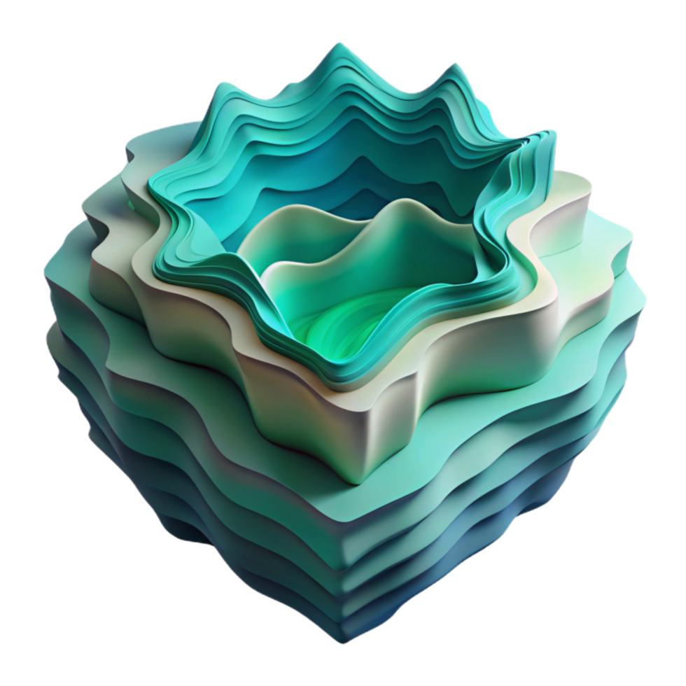 magnificent abstract Abstract Fractal Fjord Cutout Teal and Green Hues Isolated exclusive png
