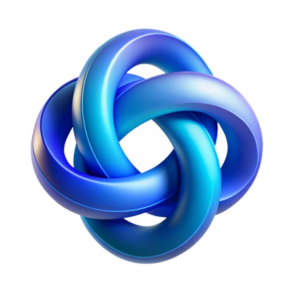 beautiful artistic Abstract Intertwined Circles Blue Gradient Transparent Background detailed png