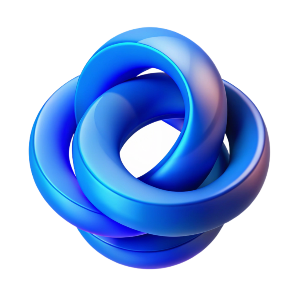 elegant modern Abstract Intertwined Circles Blue Gradient Transparent Background premium png
