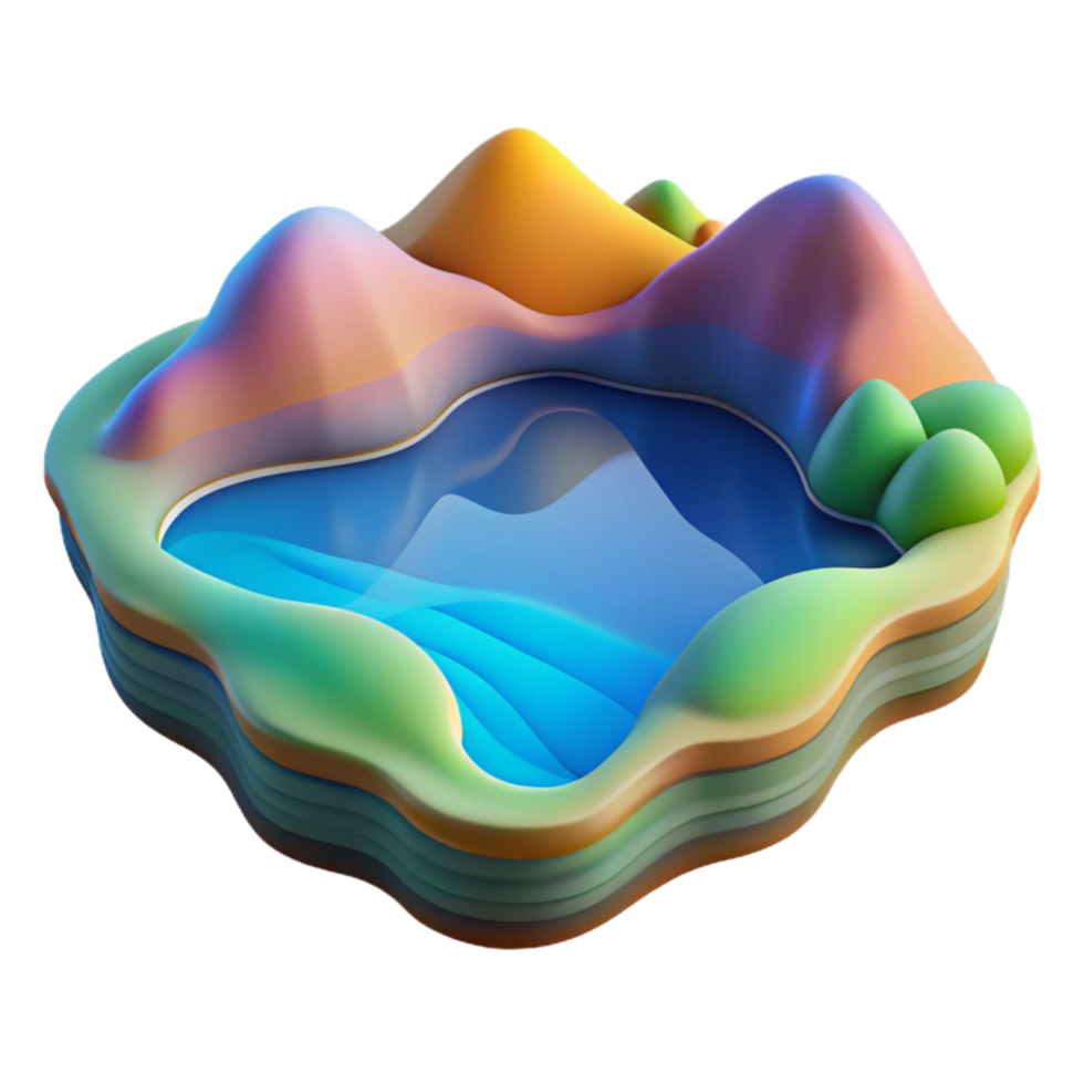 impressive artistic Abstract Lake Landscape Transparent Background png