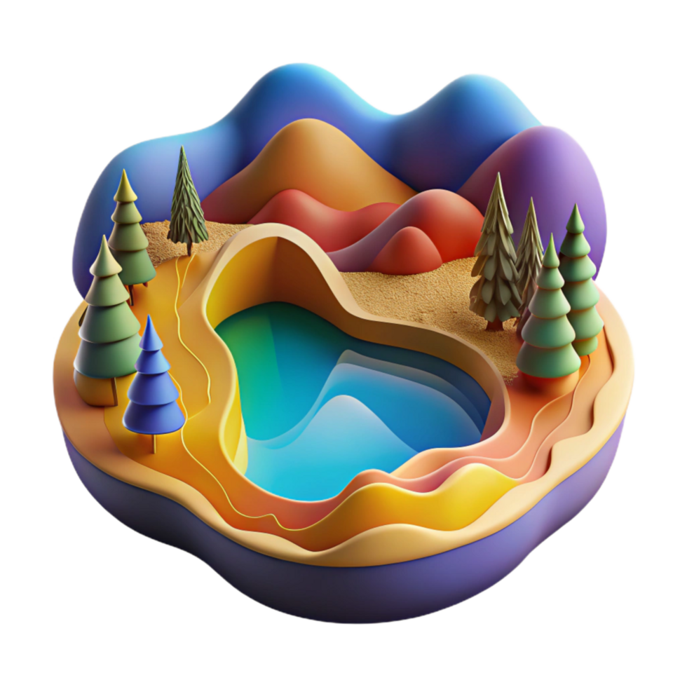 vibrant modern Abstract Lake Scene Cutout with Vibrant Colors genuine png
