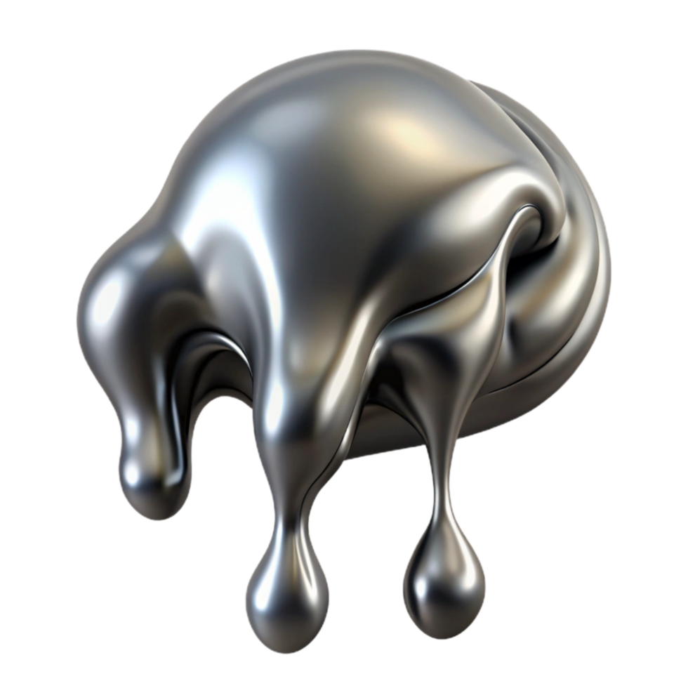 impressive artistic Abstract Liquid Metal Drip Isolated Element authentic png