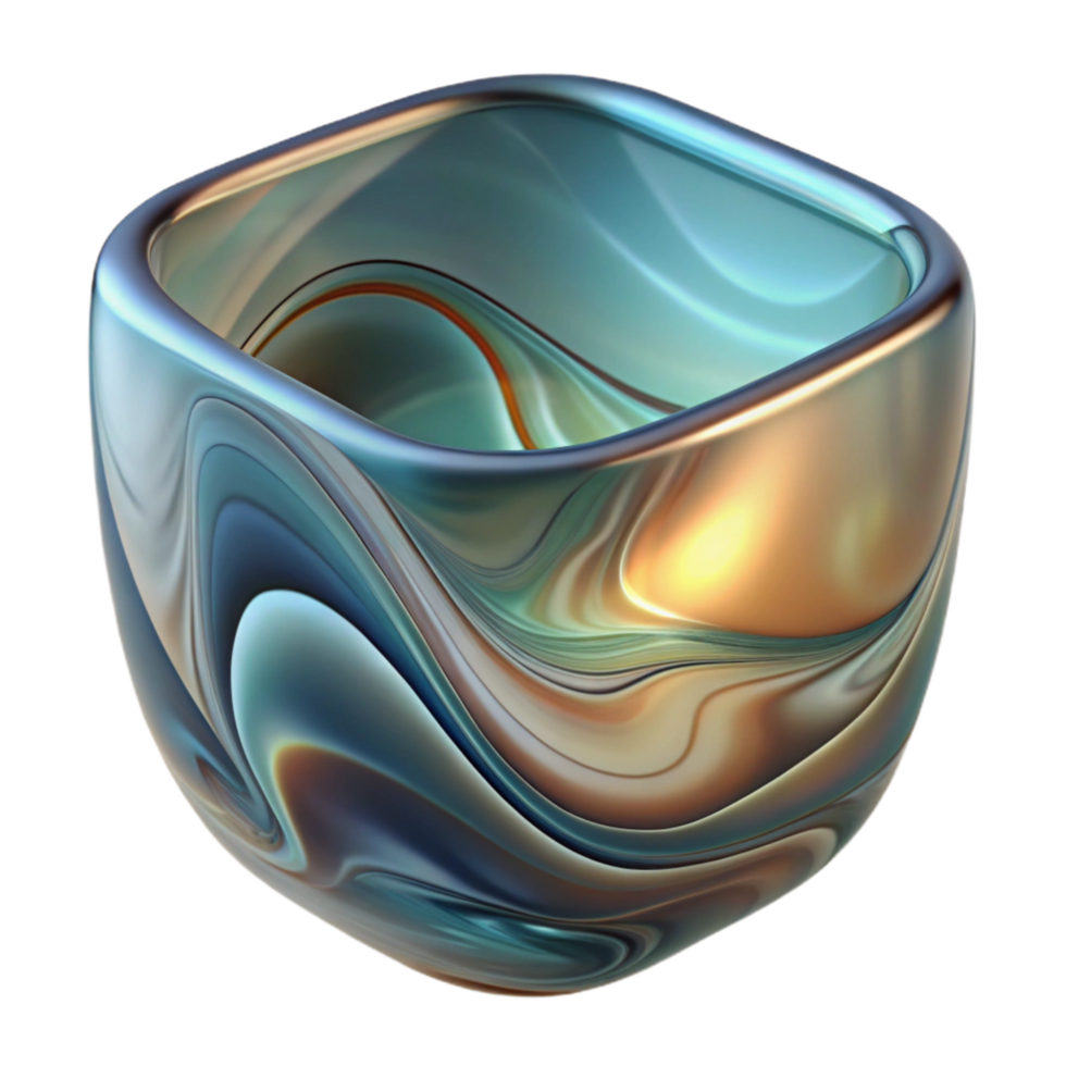 vibrant modern Abstract Liquid Reflection in Warped Glass Transparent authentic png