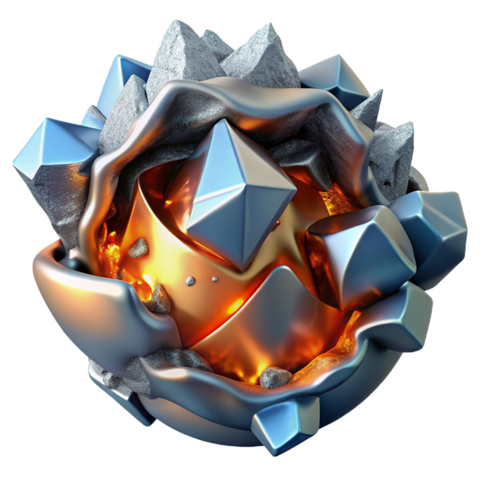 elegant artistic Abstract Molten Metal Ice Collision Cutout png