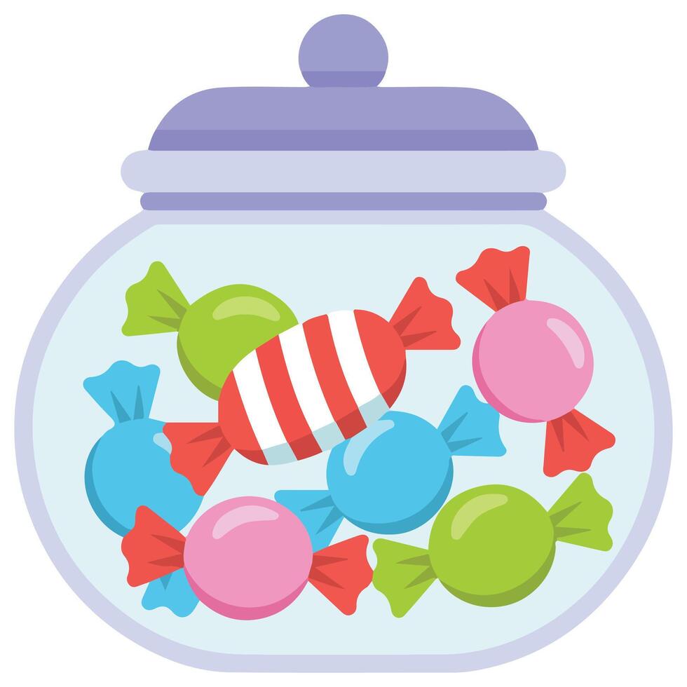 Candy jar with sweets art isolated on white background vector