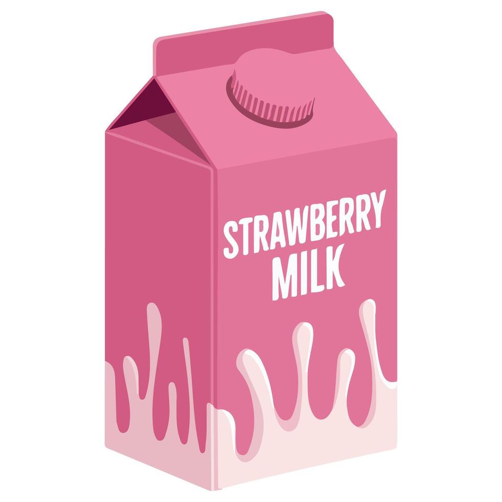 strawberry milk box beverage drink isolated illustration on white background vector