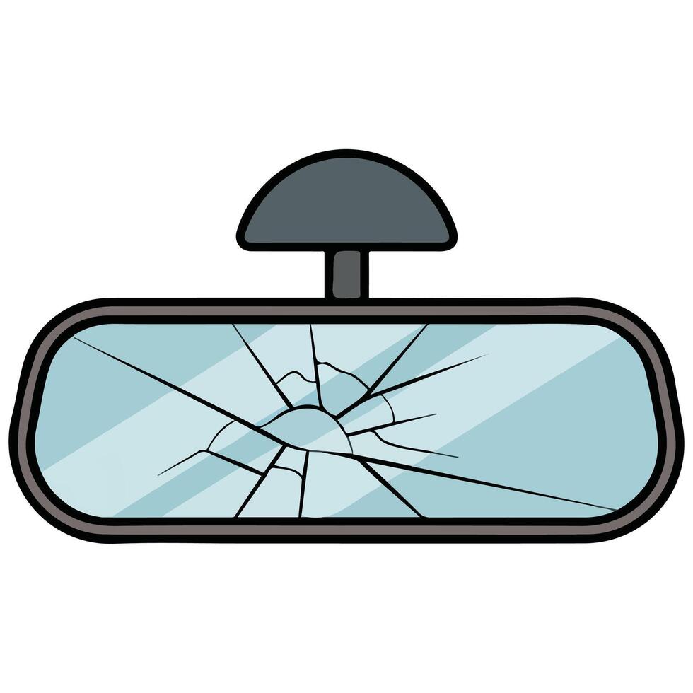 Broken rear view mirror isolated illustration on white background vector