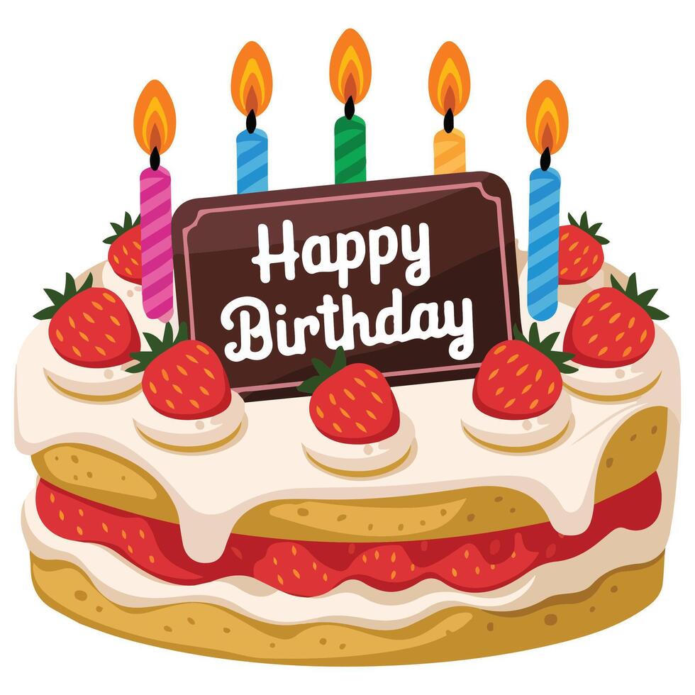 Birthday cake celebration isolated illustration on white background vector