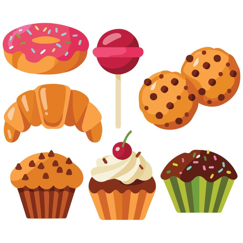 Confectionery sweets set isolated illustration on white background vector