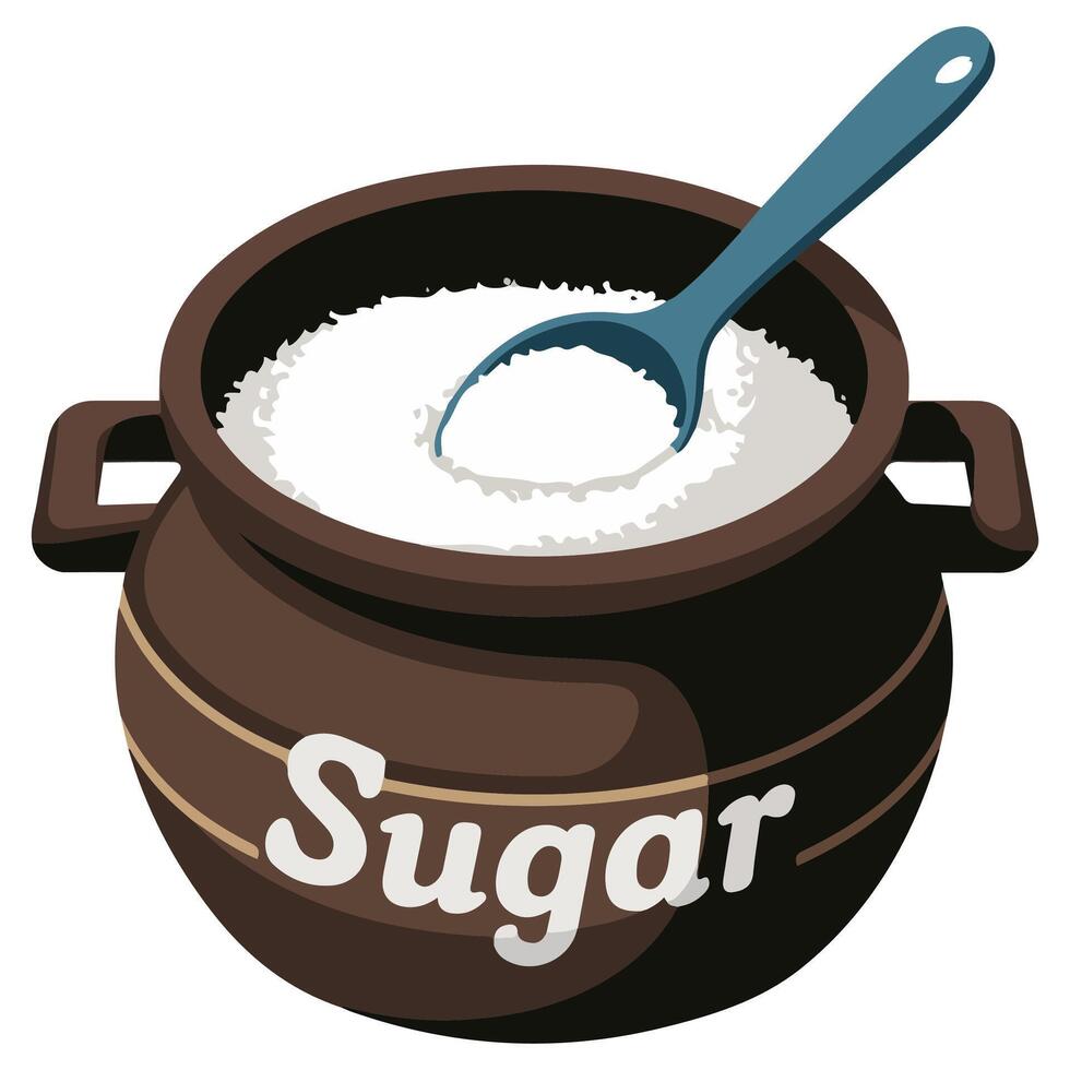 sugar cubes in ceramic bowl isolated illustration on white background vector