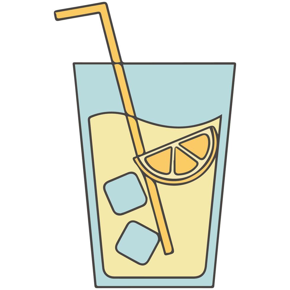 emonade glass with ice and straw isolated illustration on white background vector
