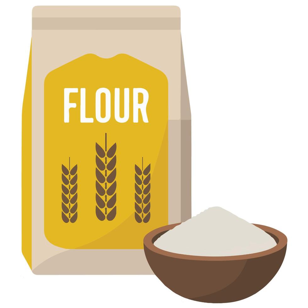 Organic flour package for baking isolated illustration on white background vector