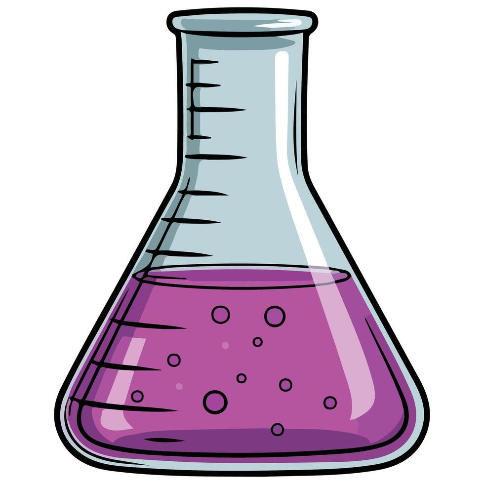 Erlenmeyer flask science lab emoji isolated illustration on white ...
