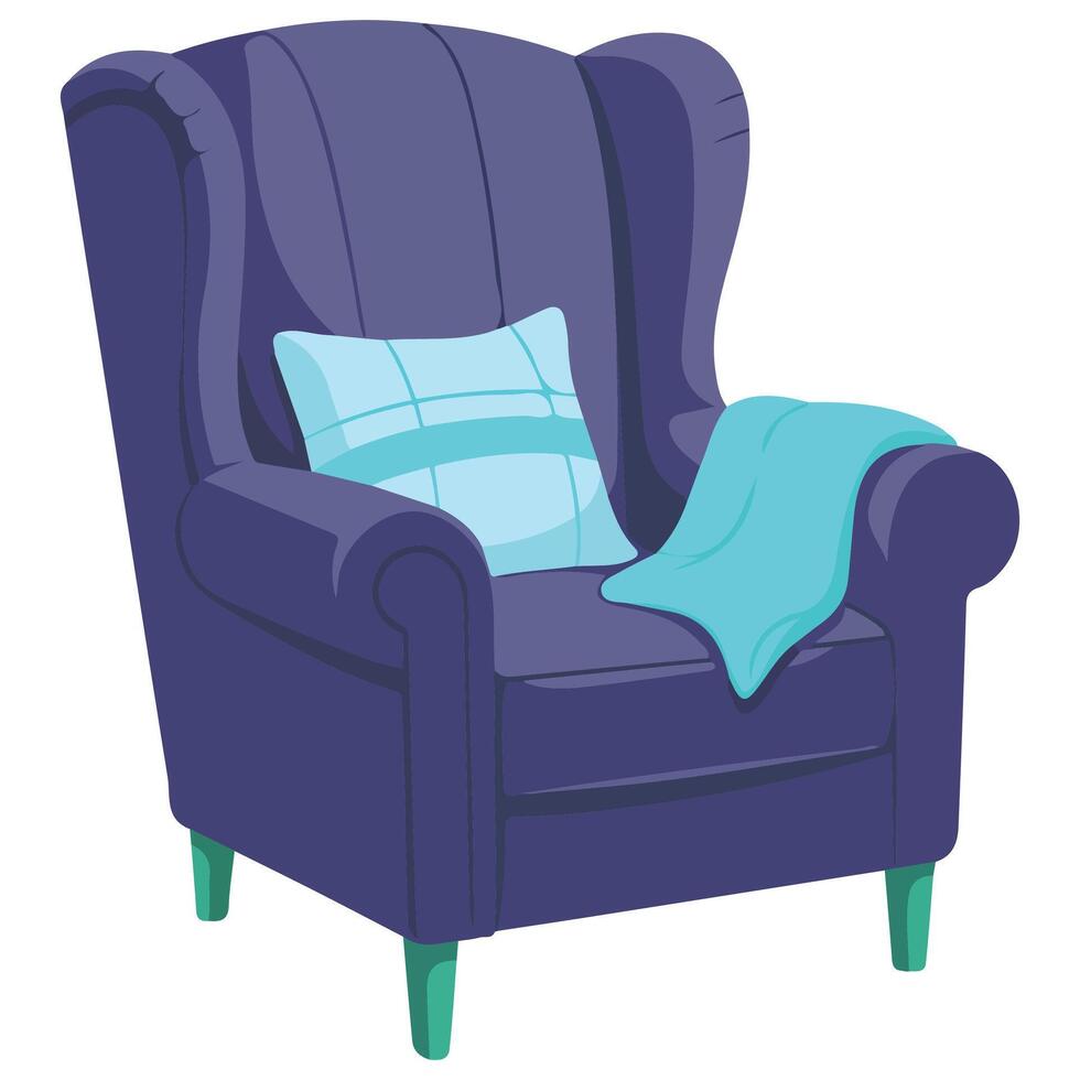chair with yellow blanket isolated illustration on white background vector