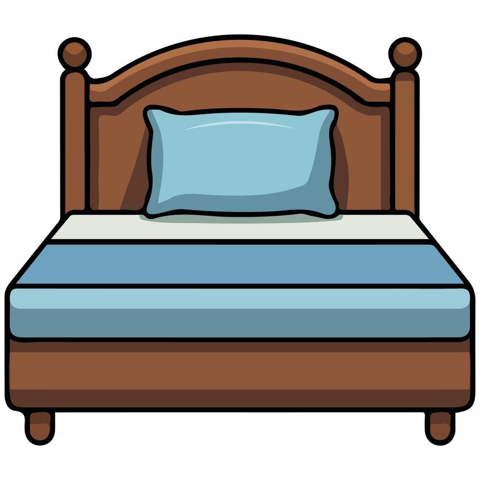 Modern bed furniture isolated illustration on white background vector