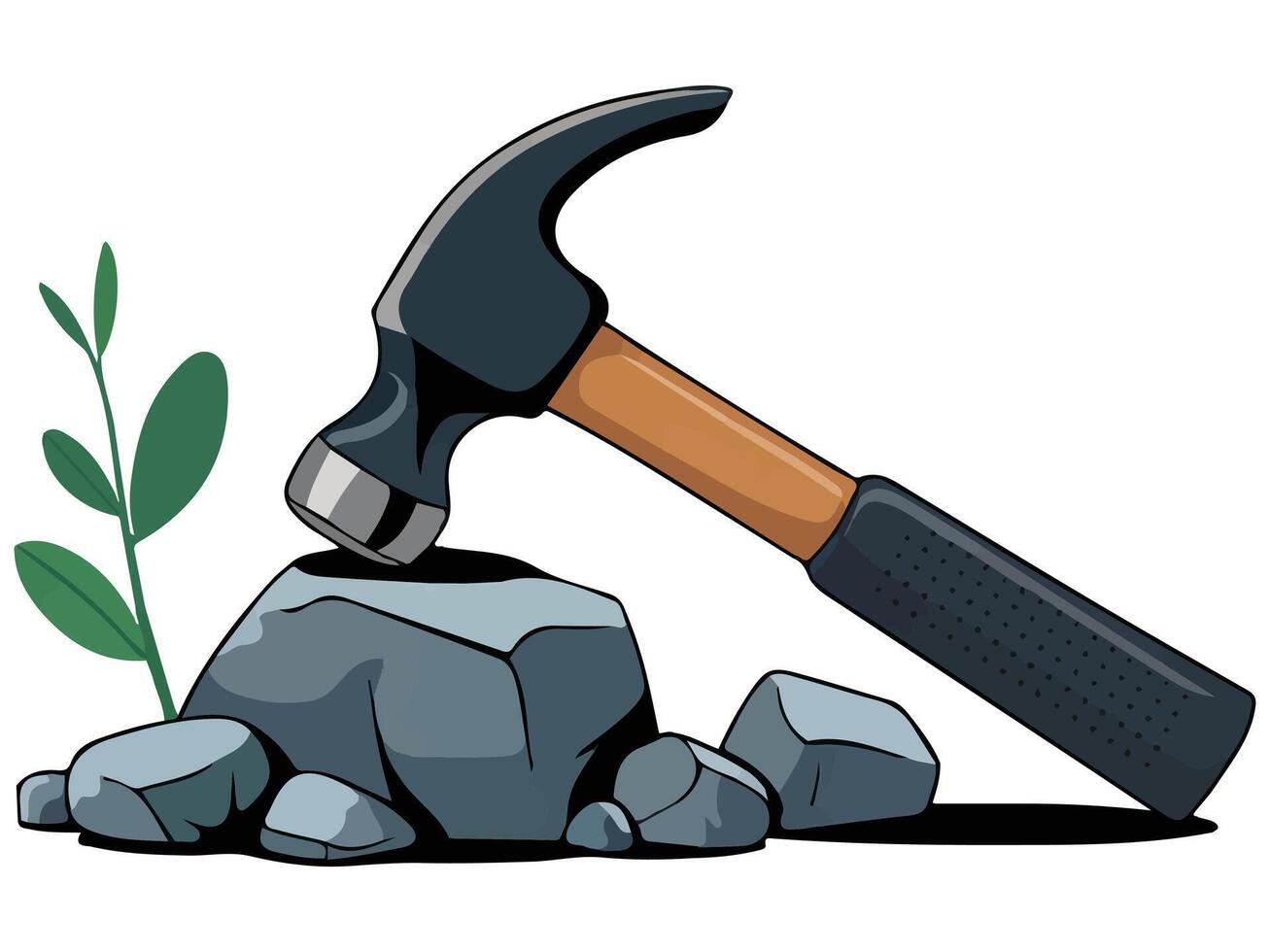Hammer hitting stones mining isolated illustration on white background vector