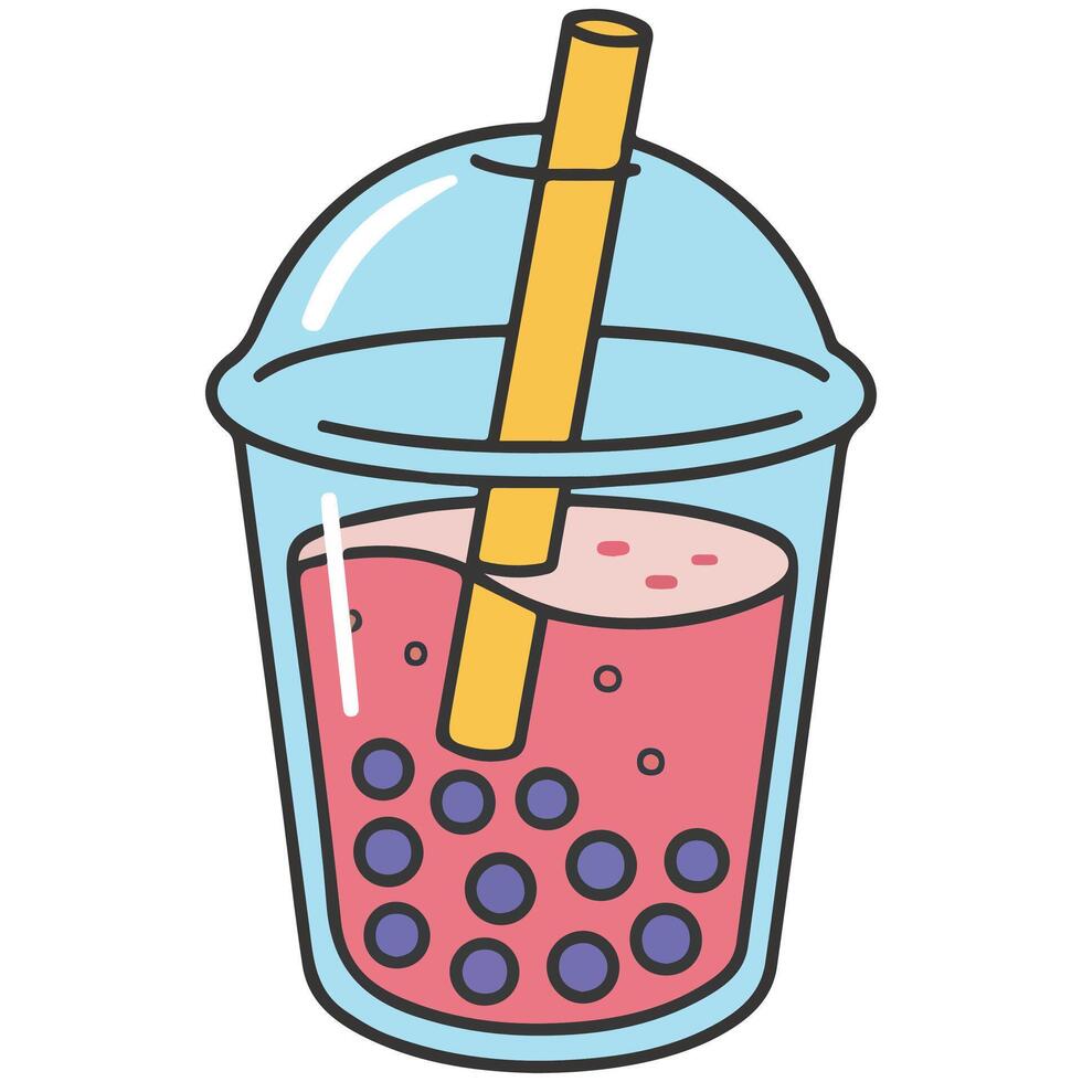 Bubble milk tea with tapioca isolated illustration on white background vector