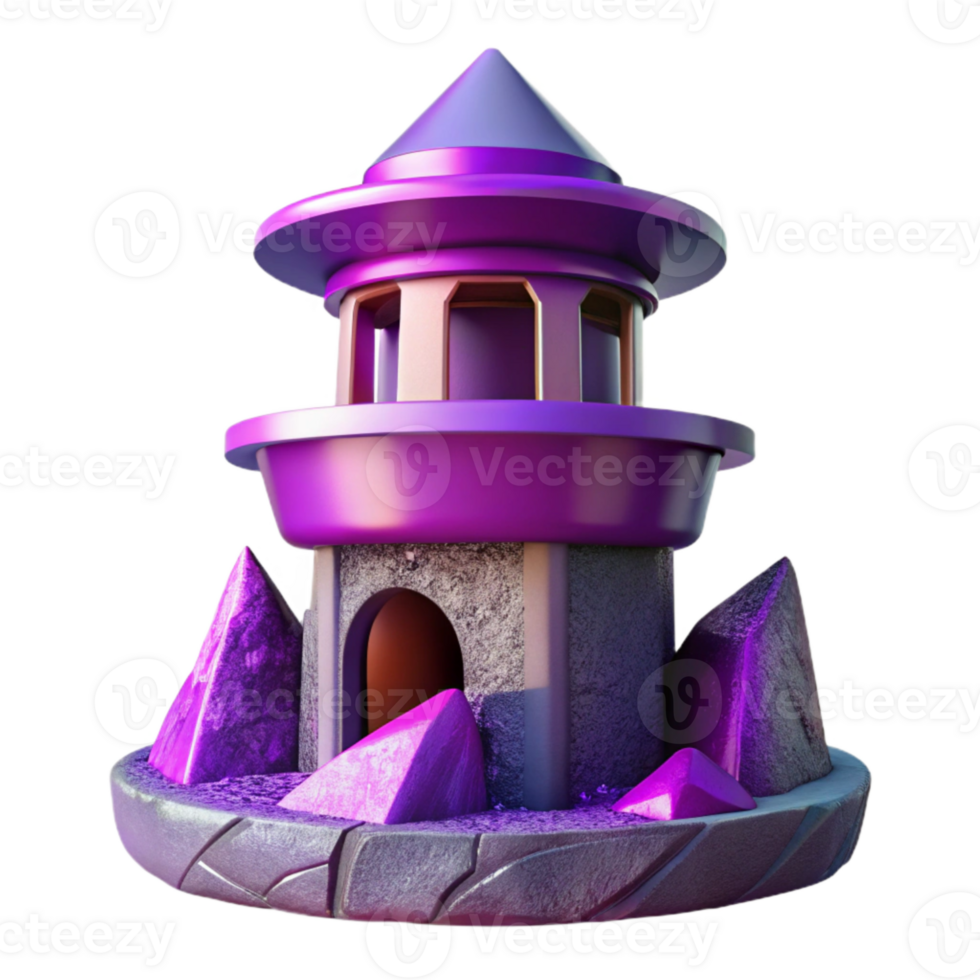 serene creative Abstract Terraform Tower Cutout with Purple Hues authentic png