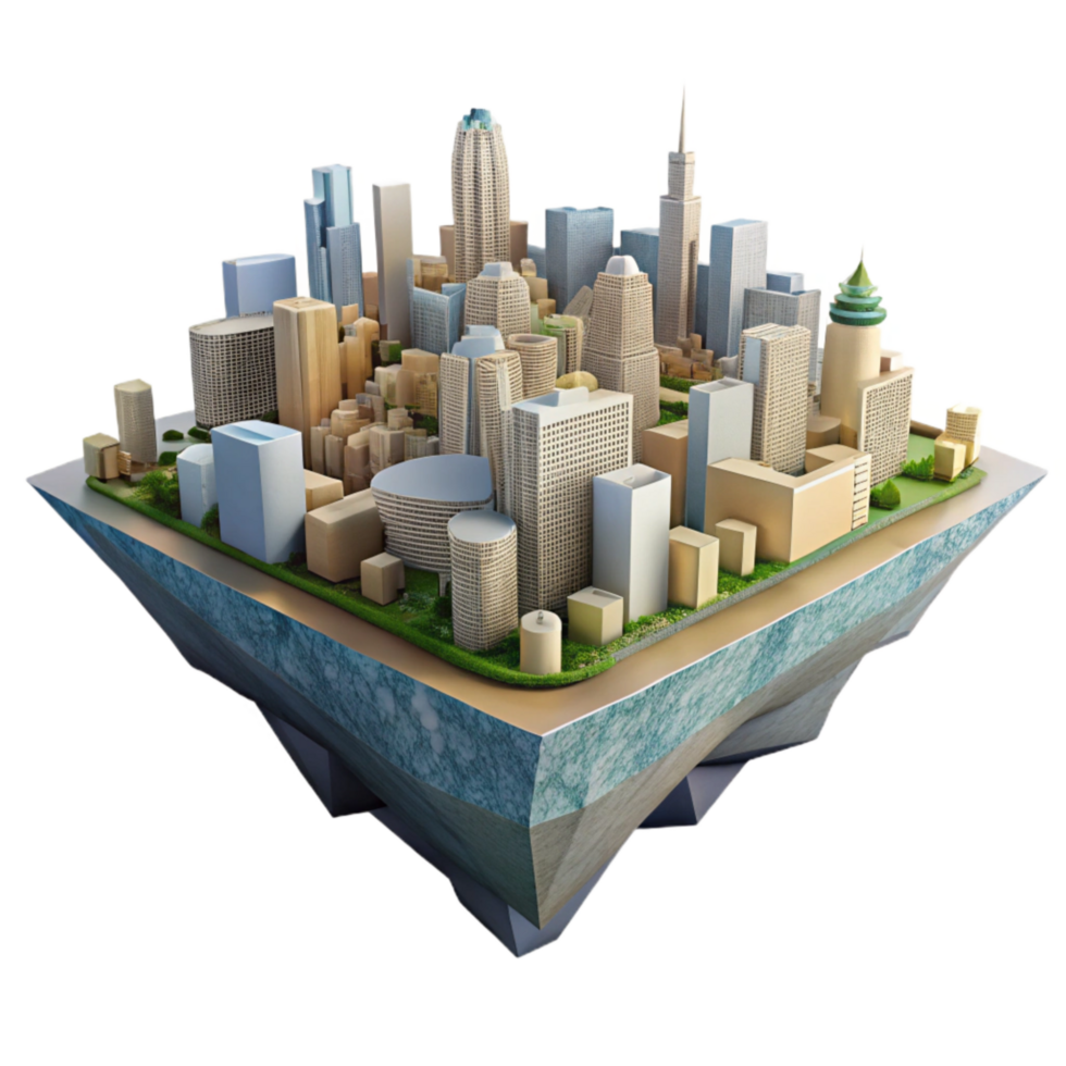 wonderful modern Aerial City Cutout Geometric Design Transparent Background premium png