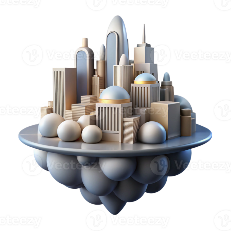 stunning artistic Aerial City View Cutout with Transparent Background Sunset Glow original png