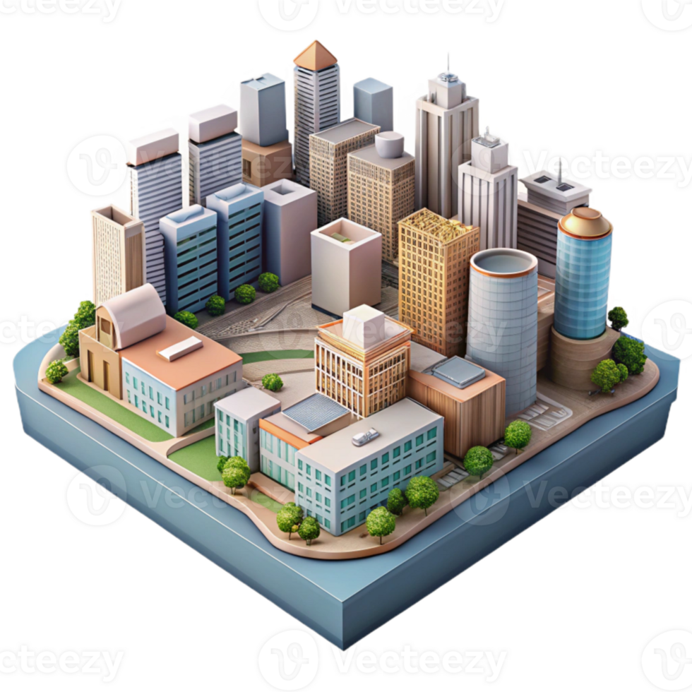 elegant minimalist Aerial View Cityscape Cutout with Detailed Buildings Transparent Background authentic png