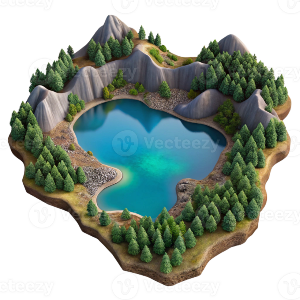 elegant classic Aerial View Lake Landscape Isolated exclusive png