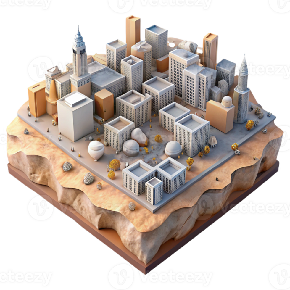 impressive classic Aerial View Cityscape Cutout with Detailed Buildings Transparent Background premium png