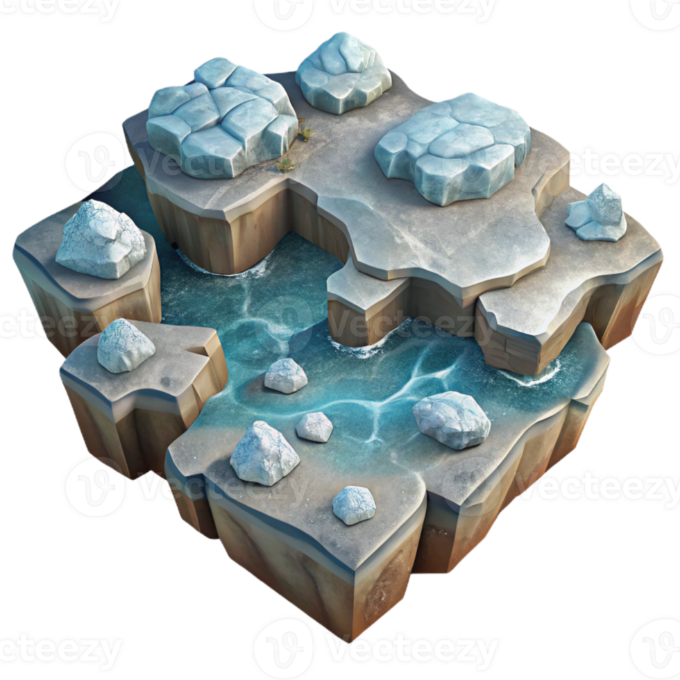 dramatic modern Aerial View of Frozen Fjord with Ice Floes Transparent Background high quality png