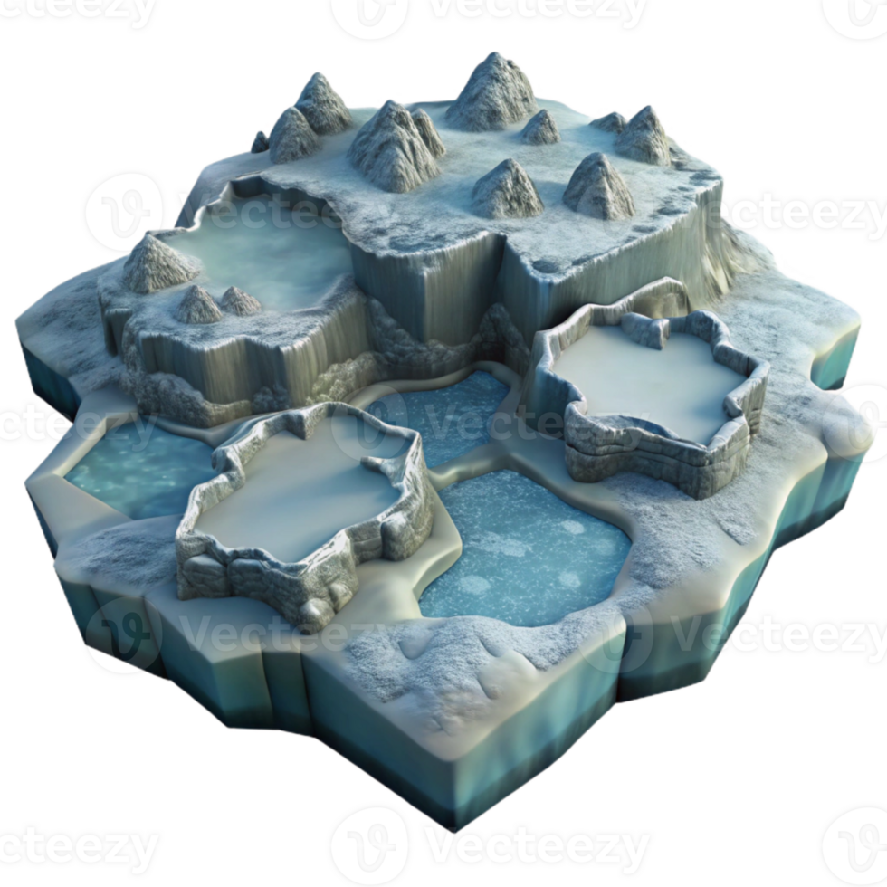 dramatic artistic Aerial View of Frozen Fjord with Ice Floes Transparent Background png