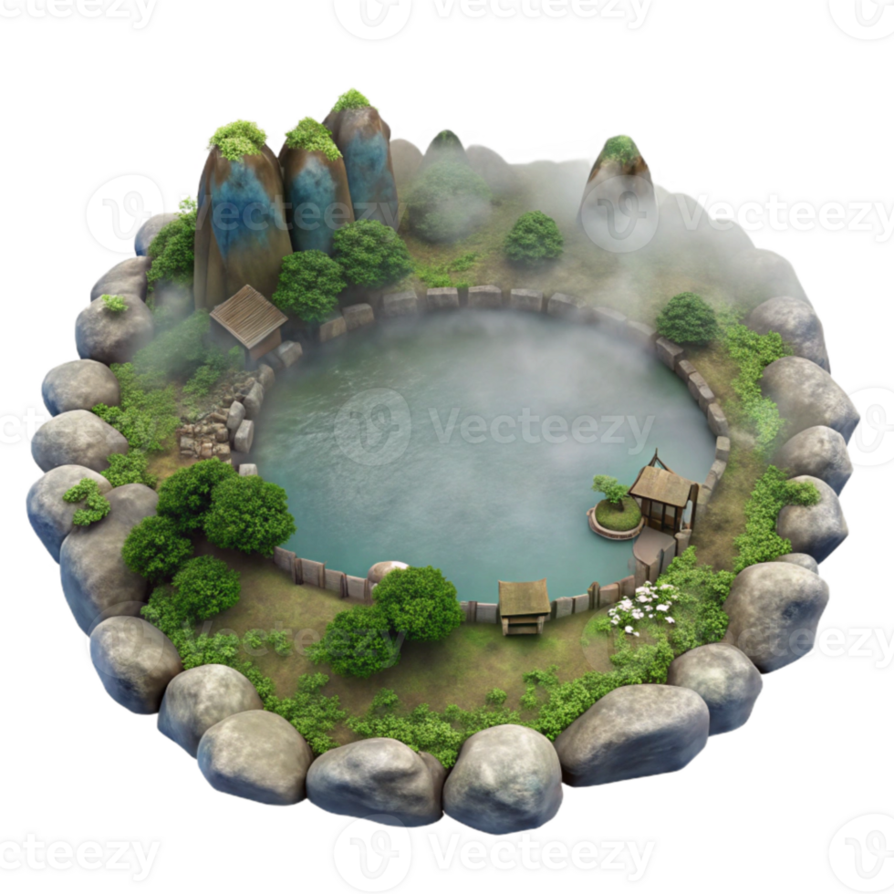 impressive artistic Aerial View of Foggy Lake Transparent Background genuine png