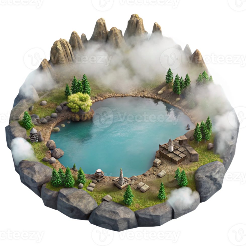 vibrant modern Aerial View of Foggy Lake Transparent Background original png