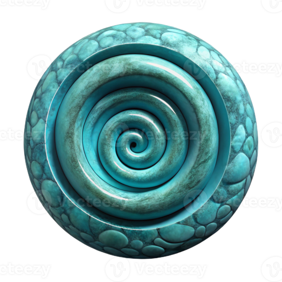 impressive minimalist Algorithmic Nature Cutout Transparent Background Teal Spiral Pattern exclusive png