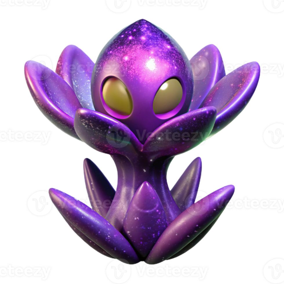 elegant abstract Alien Flora Silhouette Isolated with Purple Nebula Background premium png