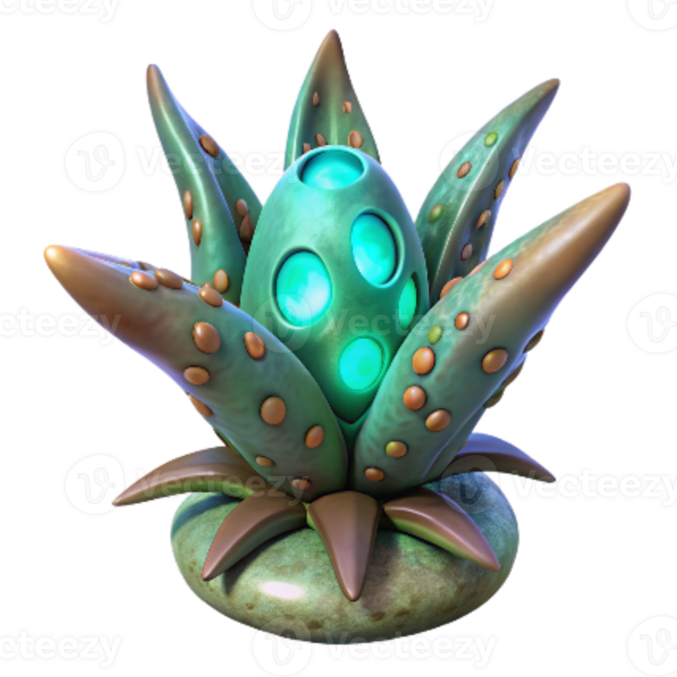 vibrant abstract Alien Plant Element Isolated with Bioluminescent Glow original png