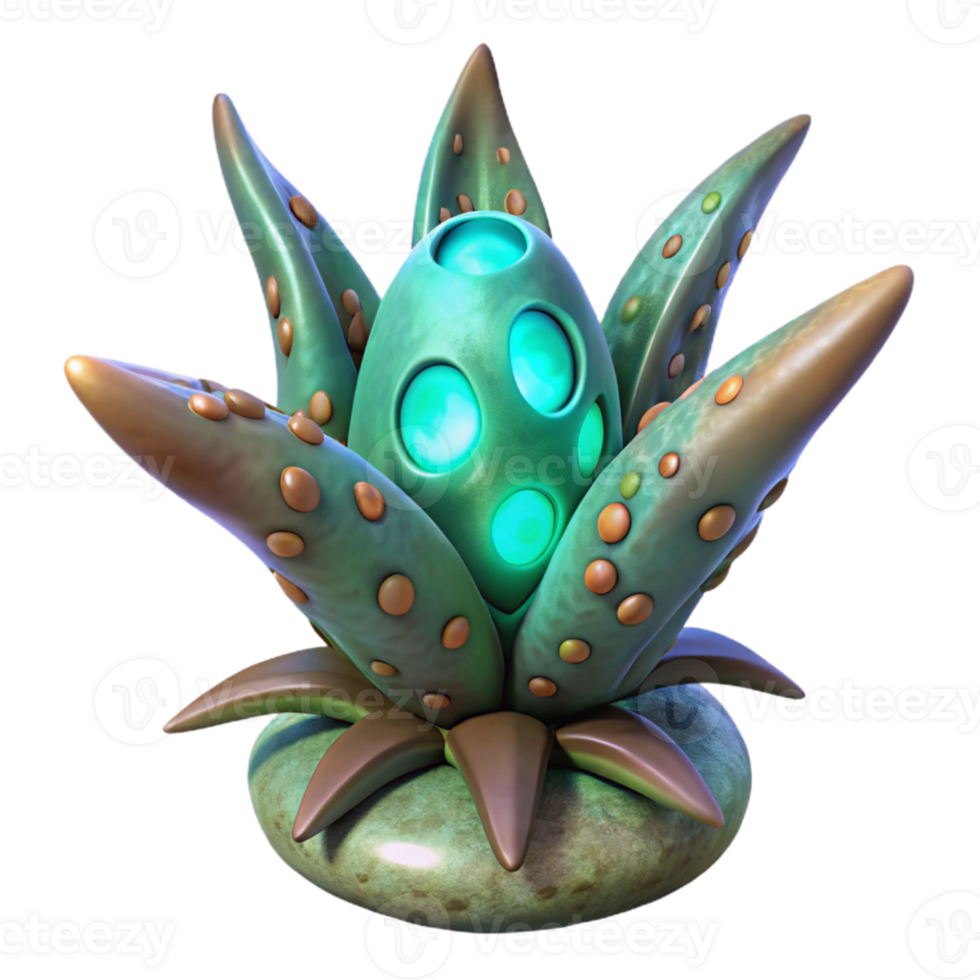 vibrant modern Alien Plant Element Isolated with Bioluminescent Glow authentic png