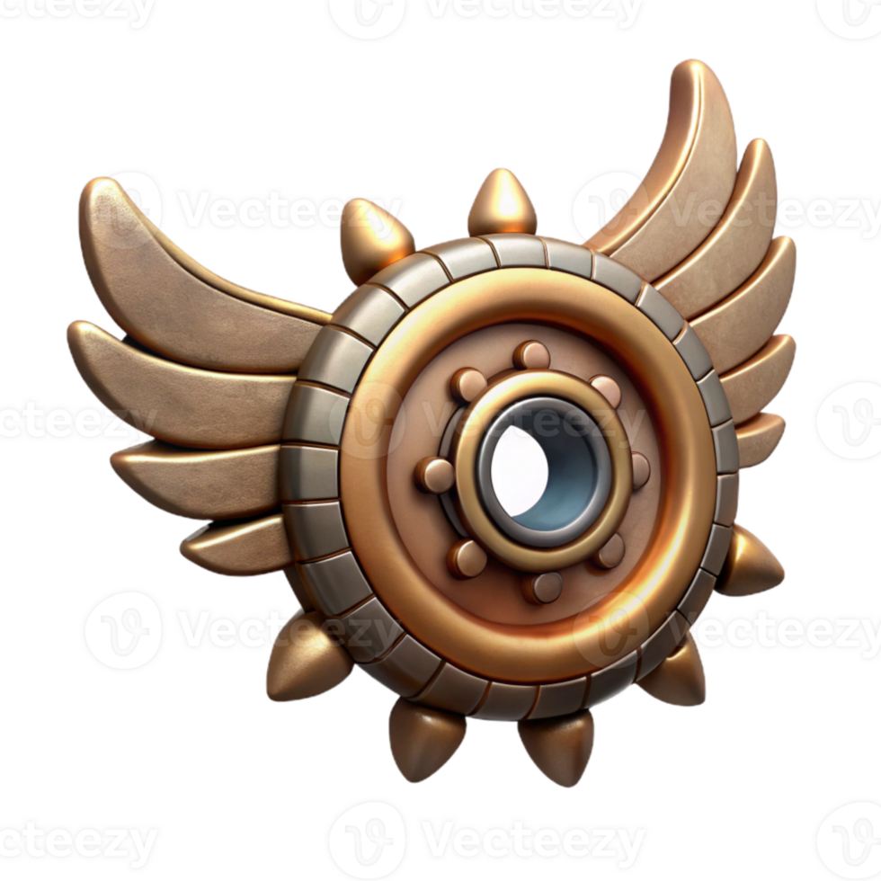 elegant classic Ancient Gear Wings Ornate Style Isolated Element detailed png