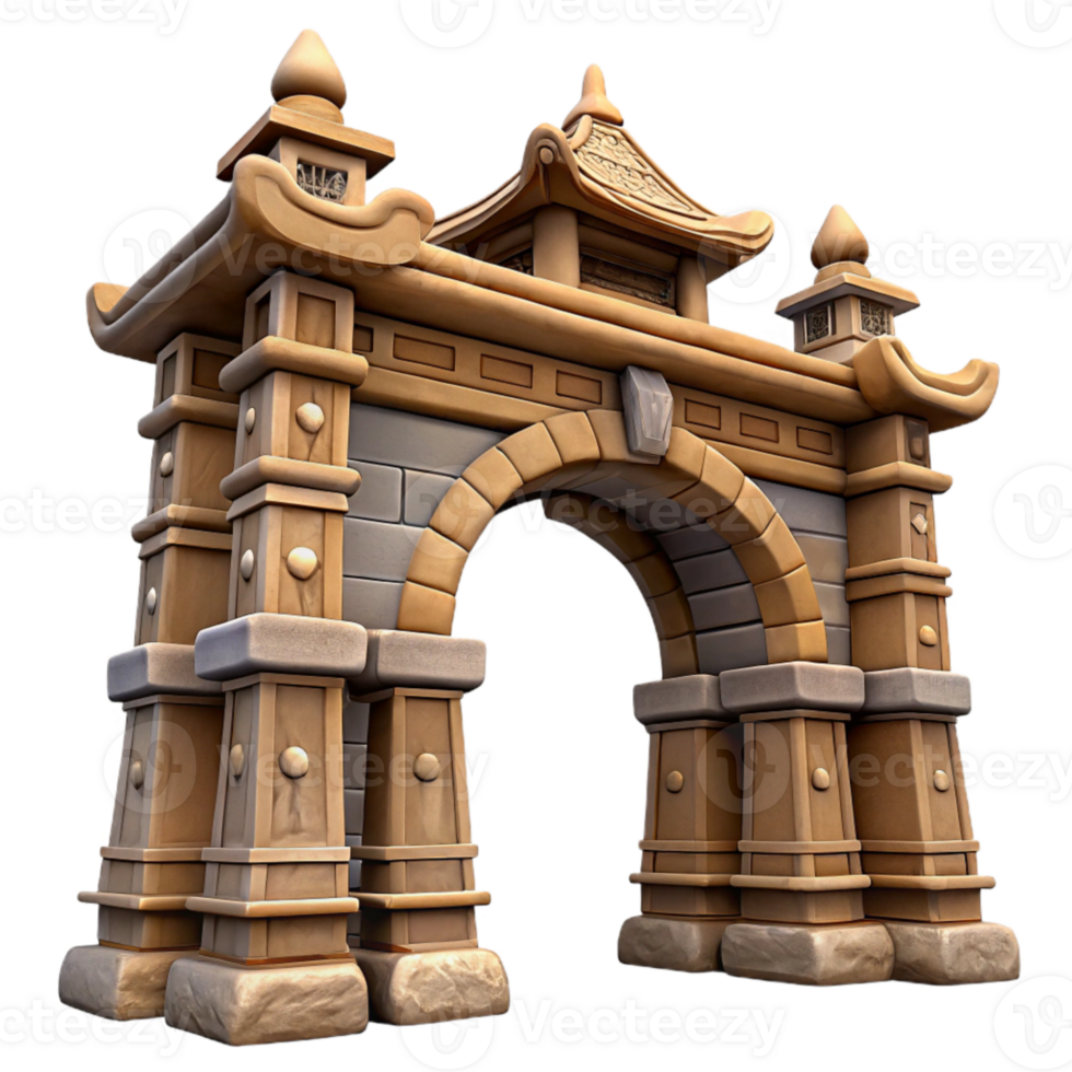 extraordinary vintage Ancient City Gate Archway Isolated with Detailed Texture original png