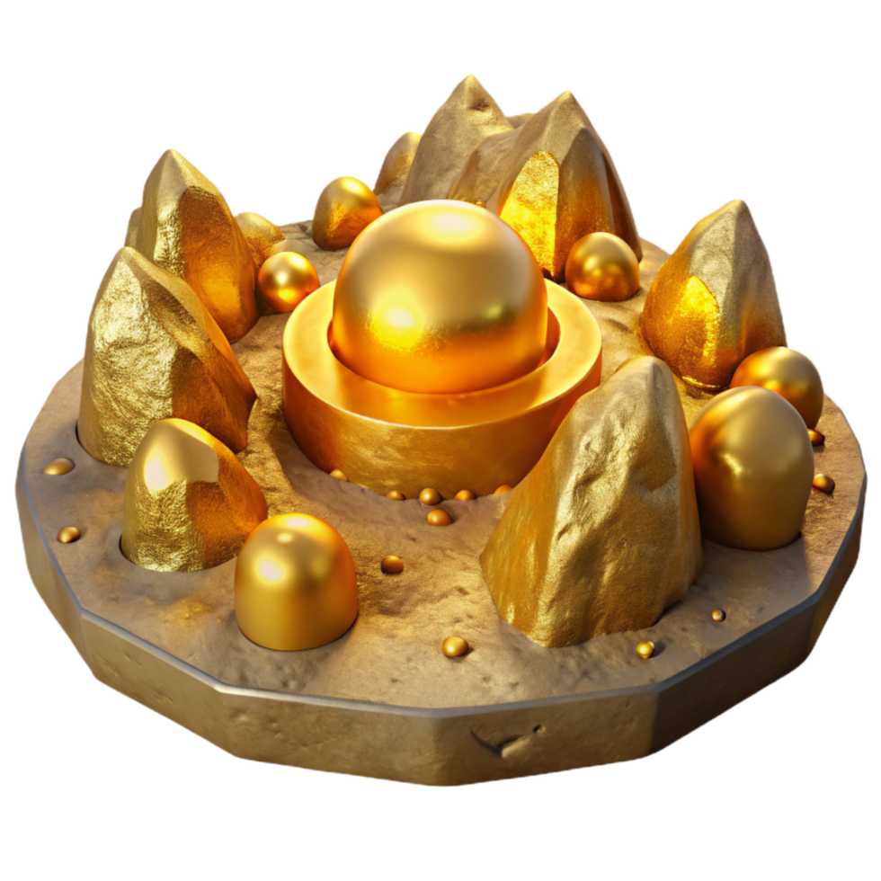 elegant abstract Ancient Landscape Golden Light Isolated Element high resolution png
