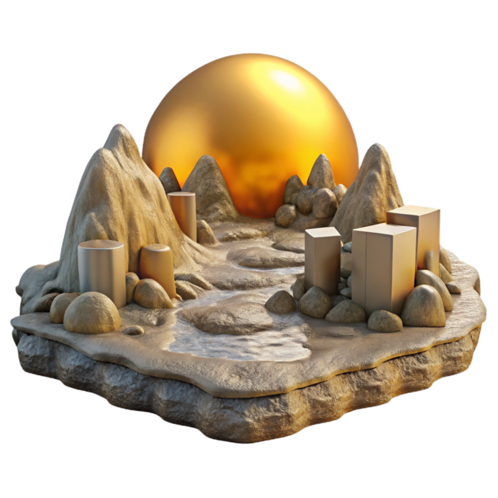 serene rustic Ancient Landscape Golden Sunset Dramatic Lighting Isolated high resolution png
