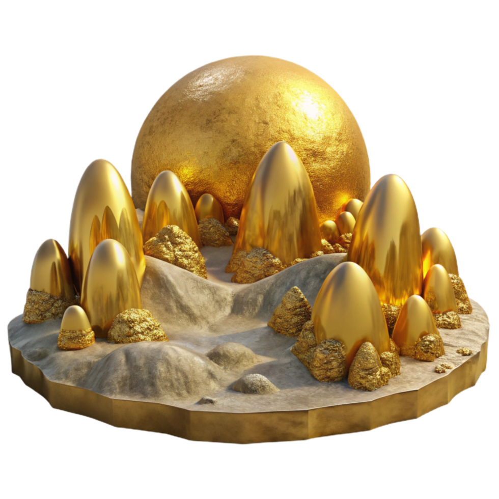 elegant traditional Ancient Landscape Golden Sky Transparent Background png