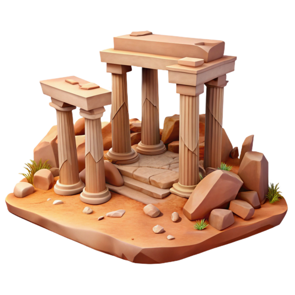 dramatic abstract Ancient Landscape Ruins Cutout with Warm Tones high resolution png