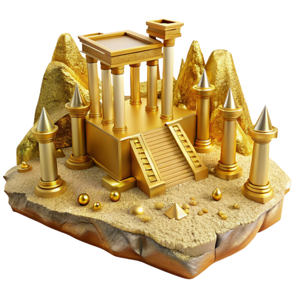 serene creative Ancient Landscape Golden Ruins Isolated authentic png