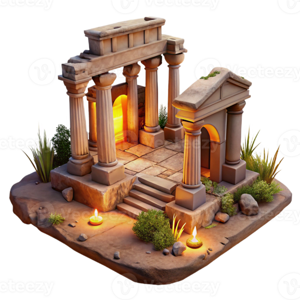 magnificent abstract Ancient Landscape Ruins Cutout with Warm Tones professional png