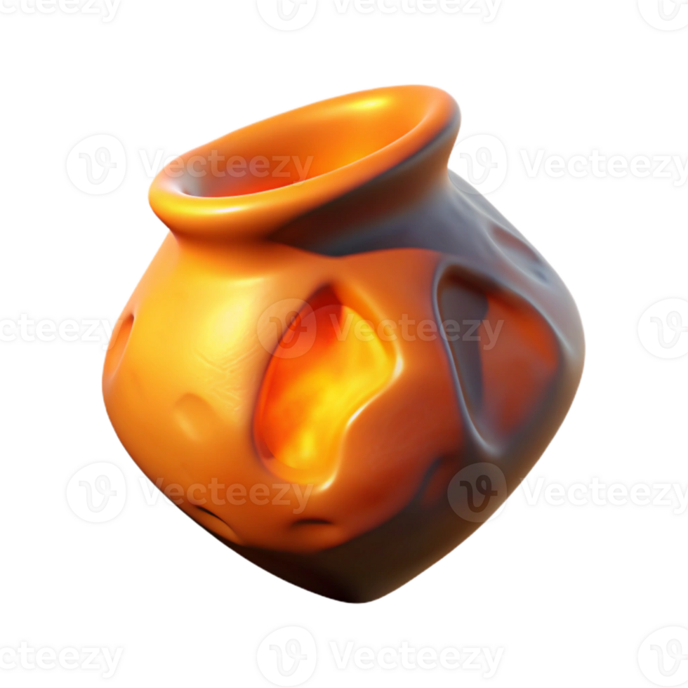 serene vintage Ancient Pottery Shard Hologram with Orange Glow Cutout genuine png