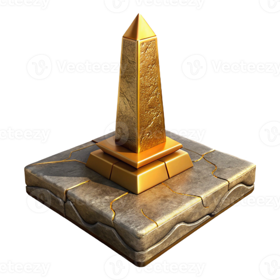 magnificent vintage Ancient Obelisk in Gilded Valley Isolated Element authentic png