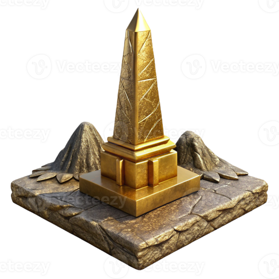 stunning vintage Ancient Obelisk in Gilded Valley Isolated Element detailed png