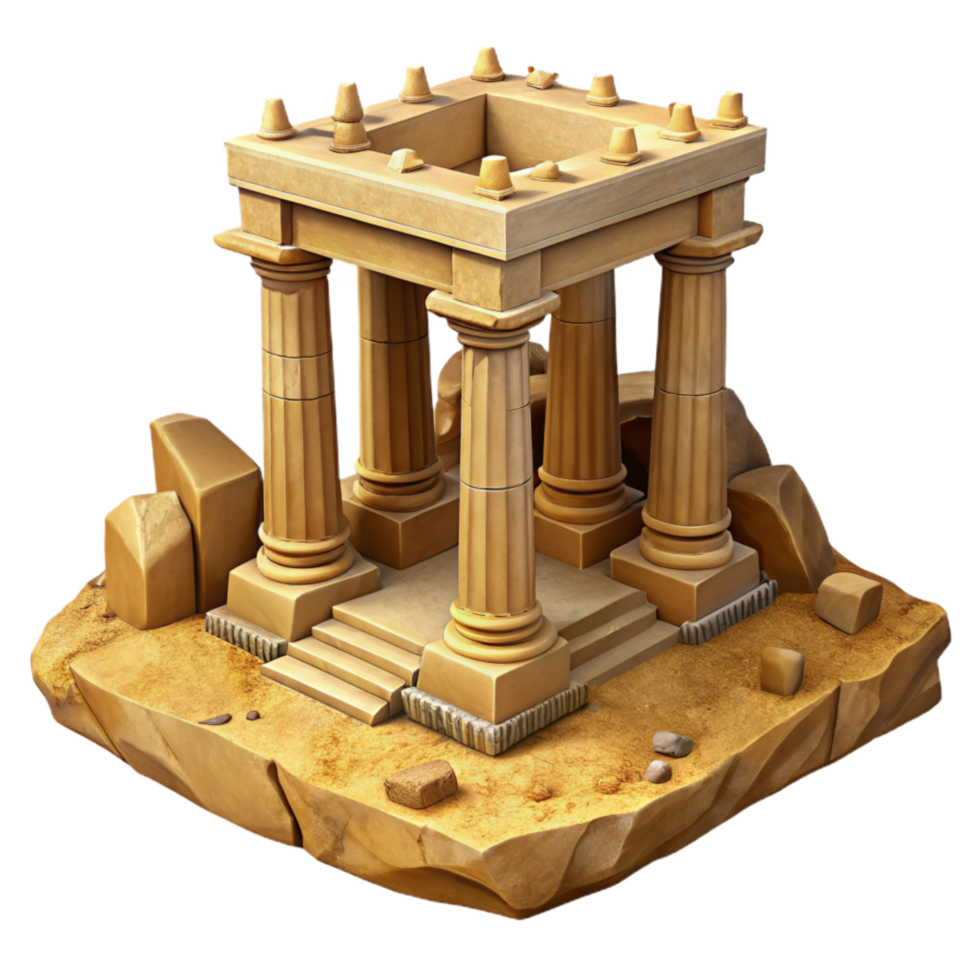 elegant traditional Ancient Ruins in Golden Valley with Soft Light Isolated exclusive png